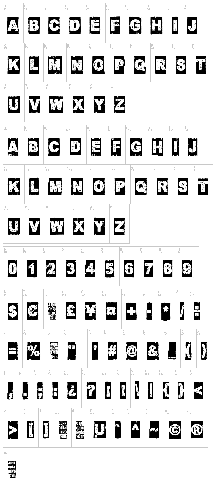 Corner Dark font map